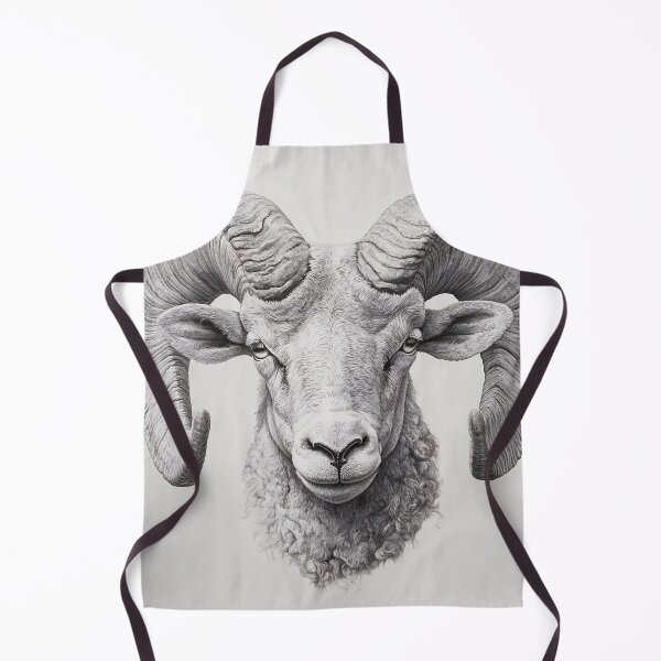 Item preview, Black and white ram pencil drawing designed and sold by Pencil-Art.
