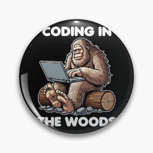 Artikelvorschau, Bigfoot mit Laptop - Programmieren im Wald entworfen und verkauft von MaateoDesign.
