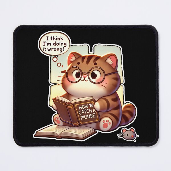 Item preview, Funny Cartoon Cat Learning How to Catch a Mouse | Humorous Artwork designed and sold by Witsprings.