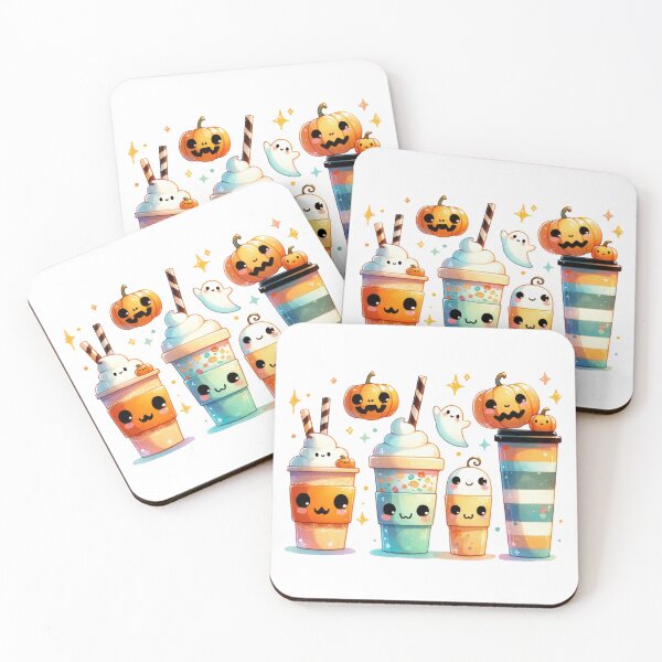 Item preview, Cute Halloween Kawaii Coffee Latte Gosts and Pumpkins designed and sold by baebrand-art.