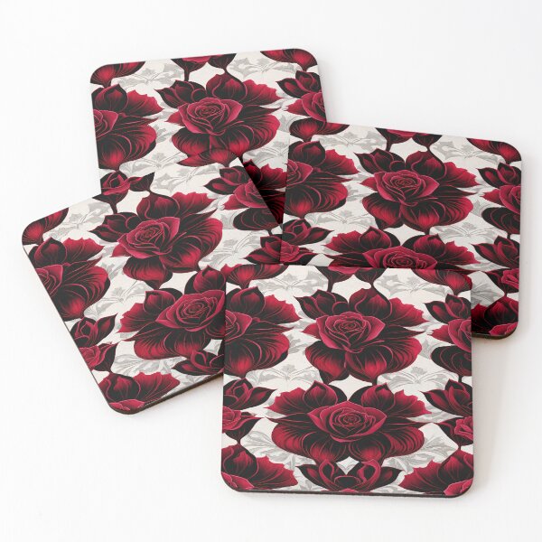 Item preview, FLORAL AND TROPICAL PATTERN O38 - Gift items and personal use / Flowers, Gothic, Petals, Crimson, Onyx, Roses, Garnet, Ornamented, Vector, Art designed and sold by LumDesignArt.