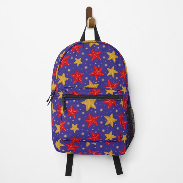 Item preview, Christmas red and gold stars on dark blue background designed and sold by Abizola.