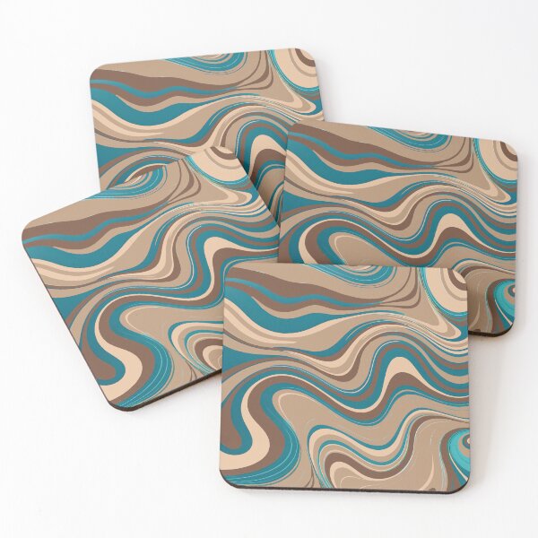 Item preview, Beige and Blue Retro Liquid Swirls Modern Abstract Art Swirly Pattern designed and sold by Beachy.