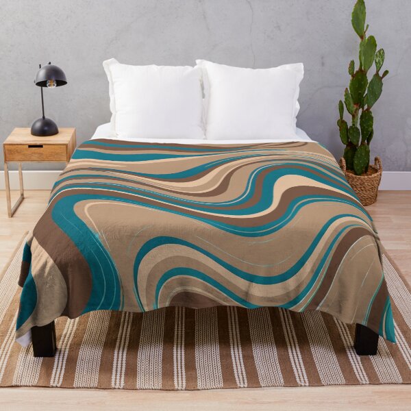 Item preview, Beige and Blue Retro Liquid Swirls Modern Abstract Art Swirly Pattern designed and sold by Beachy.