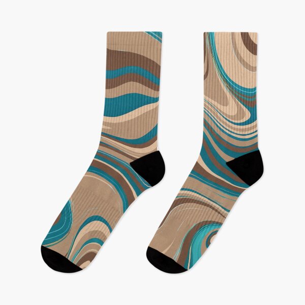 Item preview, Beige and Blue Retro Liquid Swirls Modern Abstract Art Swirly Pattern designed and sold by Beachy.
