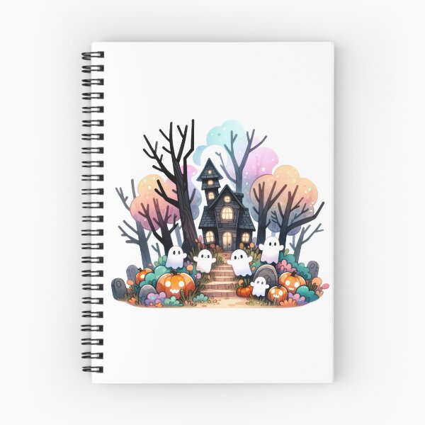 Item preview, Colorful Spooky Halloween Haunted House in the Forest designed and sold by baebrand-art.