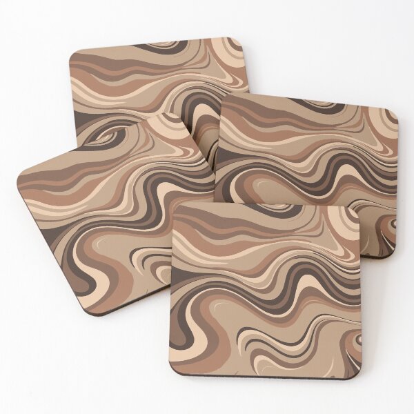 Item preview, Cozy Brown and Beige Retro Liquid Swirls Modern Abstract Art Swirly Pattern designed and sold by Beachy.