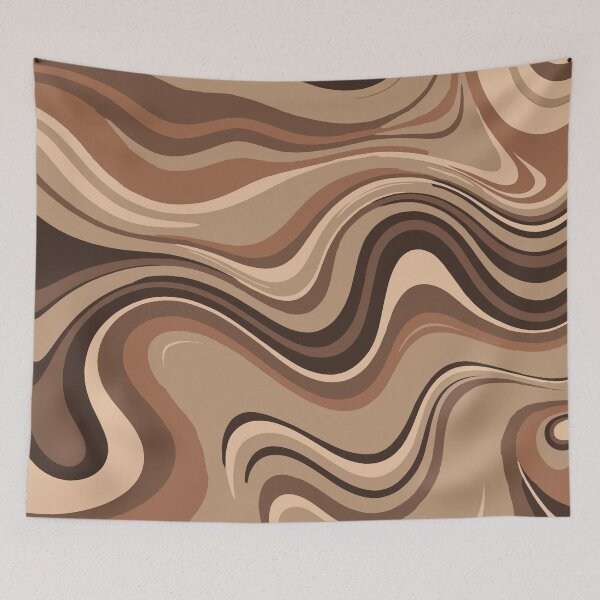 Item preview, Cozy Brown and Beige Retro Liquid Swirls Modern Abstract Art Swirly Pattern designed and sold by Beachy.