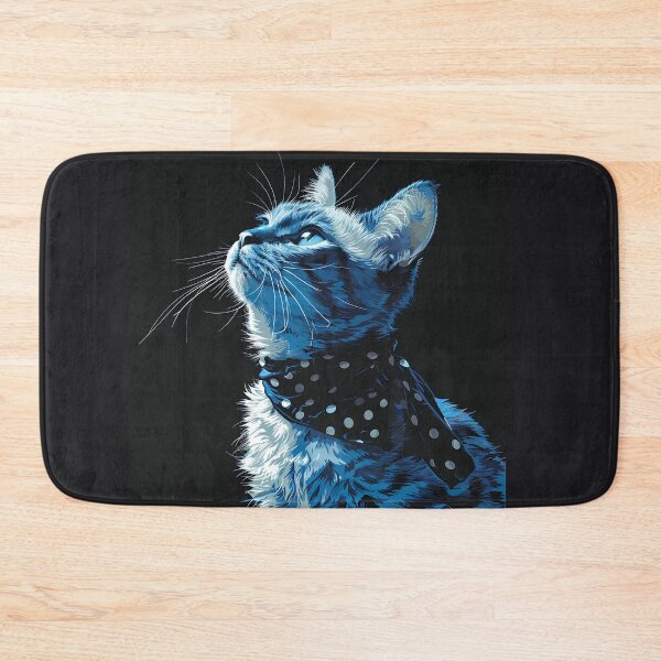 Item preview,  Blue cat on a black background designed and sold by IreneRuya.