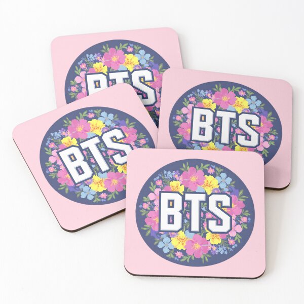 Item preview, BTS Floral Logo - Pink Background designed and sold by SipandStan.