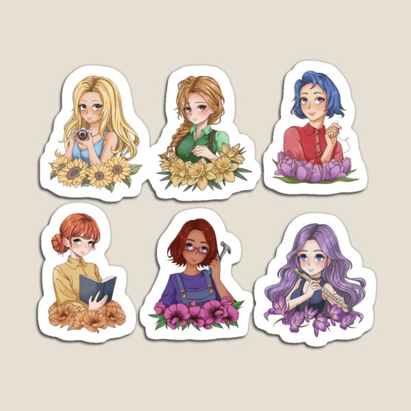 Aperçu de l'œuvre Autocollants Bachelorettes de Stardew Valley créée et vendue par ZoeticReverie.