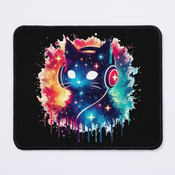 Item preview, Cosmic Cat Headphones Cool Watercolor Galaxy Space Splash designed and sold by TomFrontierArt.
