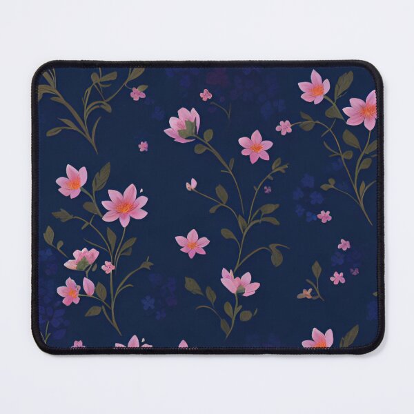 Item preview, Pink and Navy Blue Floral Print designed and sold by BubbleGalaxy.
