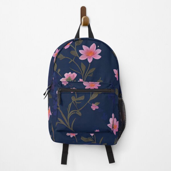 Item preview, Pink and Navy Blue Floral Print designed and sold by BubbleGalaxy.