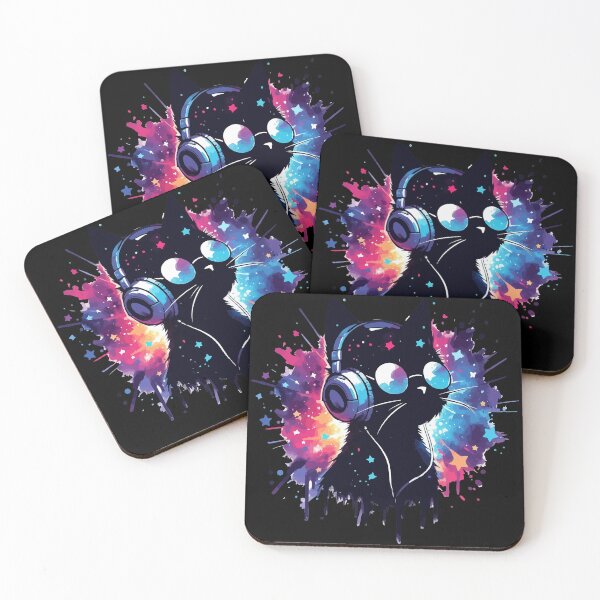 Item preview, Cosmic Cat Headphones Funny Watercolor Galaxy Space Splash designed and sold by TomFrontierArt.