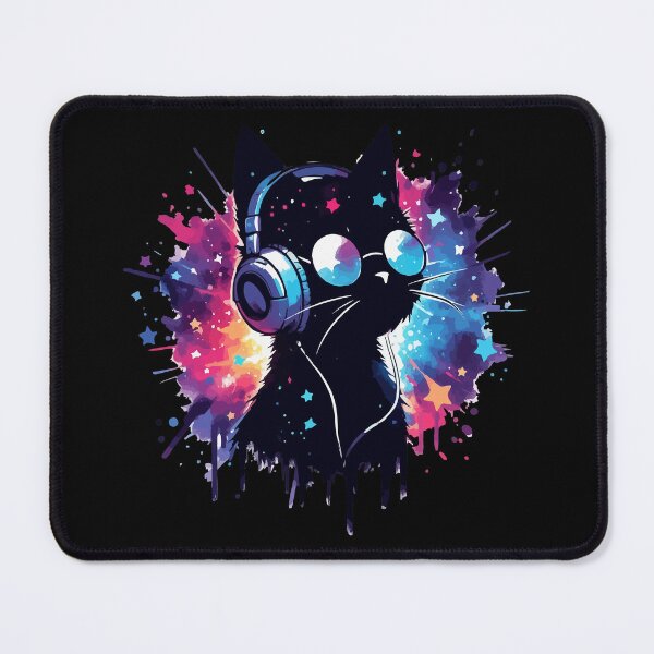 Item preview, Cosmic Cat Headphones Funny Watercolor Galaxy Space Splash designed and sold by TomFrontierArt.