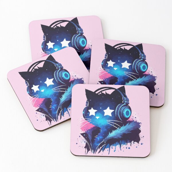 Item preview, Cosmic Cat Headphones Funny Watercolor Galaxy Space  designed and sold by TomFrontierArt.