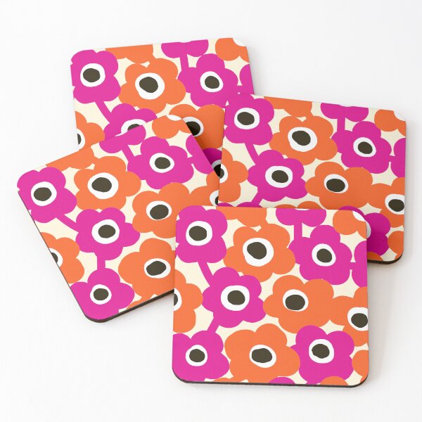 Item preview, Iconic Abstract Retro Scandinavian Flowers in Pink and Orange designed and sold by Deutschic.