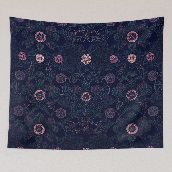 Item preview, Rose Gold and Navy Blue Floral Design designed and sold by BubbleGalaxy.