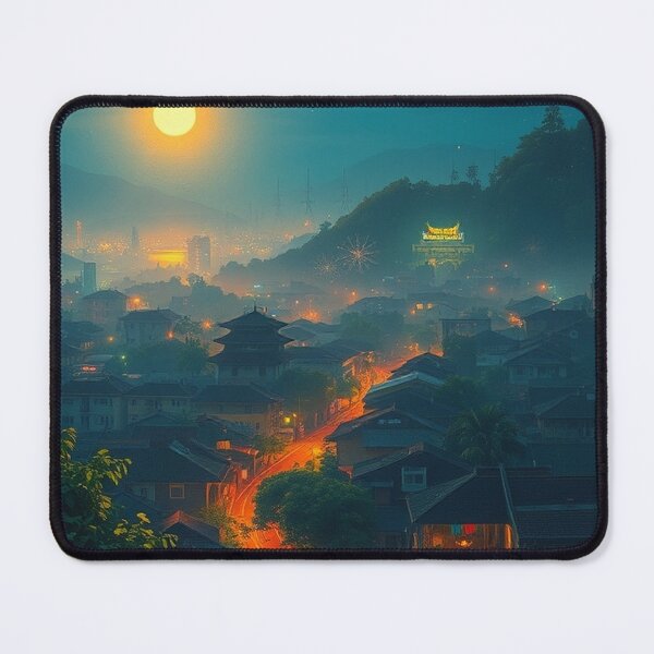 Item preview, Nighttime in Ha Noi – Oil Painting Style Town Landscape Illustration designed and sold by hjian8219.
