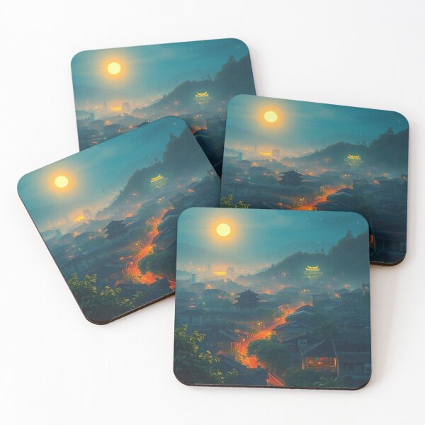 Item preview, Nighttime in Ha Noi – Oil Painting Style Town Landscape Illustration designed and sold by hjian8219.