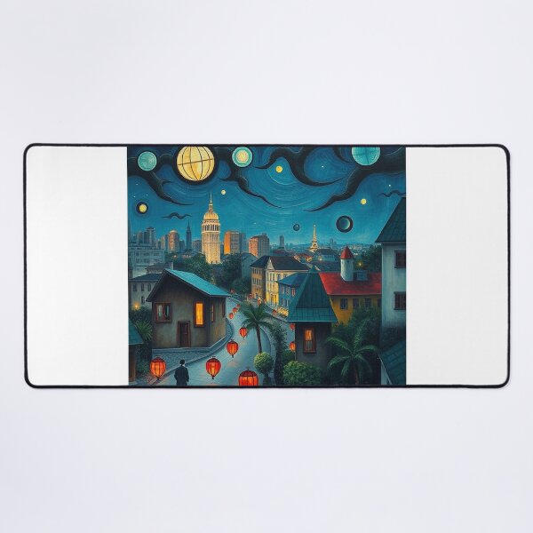 Item preview, Nighttime in Ha Noi – Oil Painting Style Town Landscape Illustration designed and sold by hjian8219.