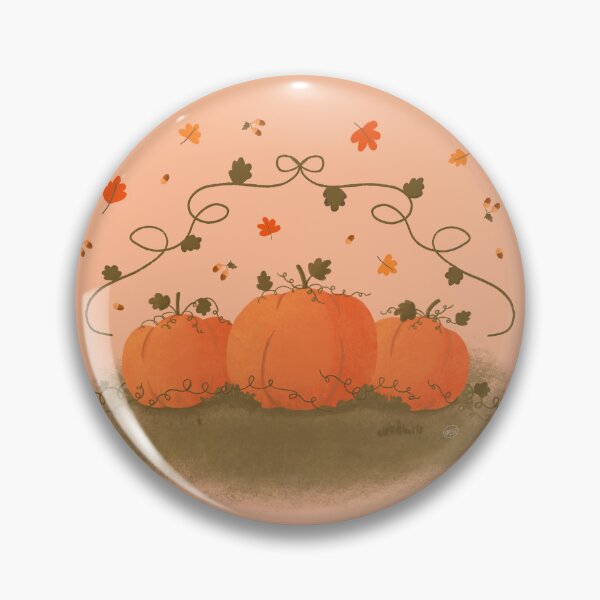 Item preview, Three Pumpkins & Leaves Pink Circle designed and sold by MaryArtPro.
