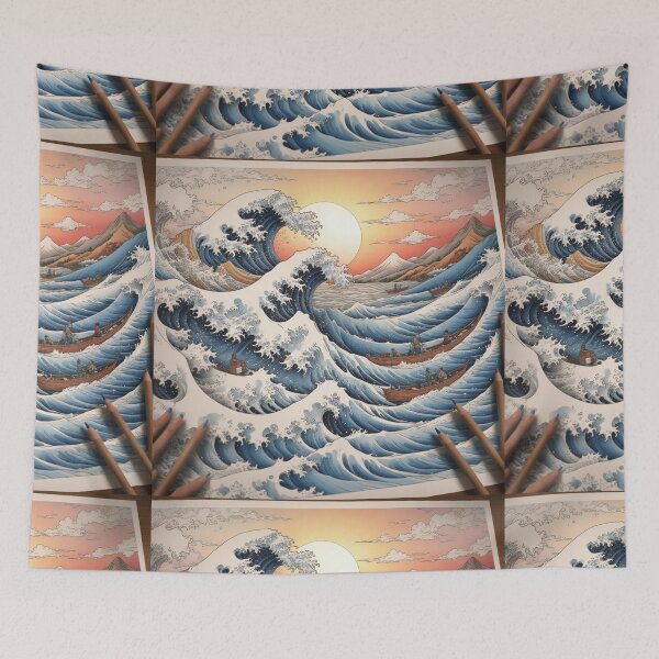 Item preview, The Great Wave of Kanagawa - Hokusai-Inspired Adult Coloring Page designed and sold by hjian8219.