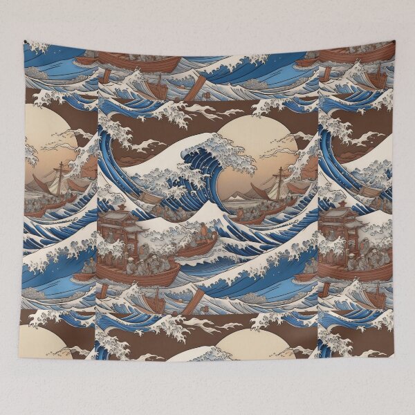 Item preview, The Great Wave of Kanagawa - Hokusai-Inspired Adult Coloring Page designed and sold by hjian8219.