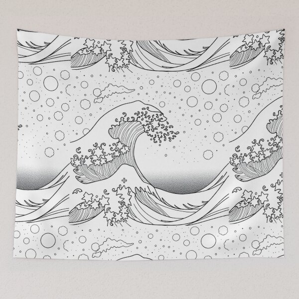 Item preview, The Great Wave of Kanagawa - Hokusai-Inspired Adult Coloring Page designed and sold by hjian8219.