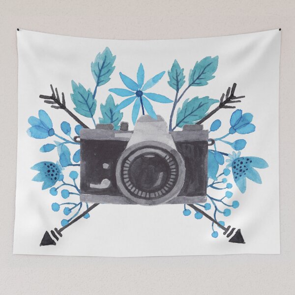 Item preview, Camera with Flowers and Arrows designed and sold by PeppermintCreek.