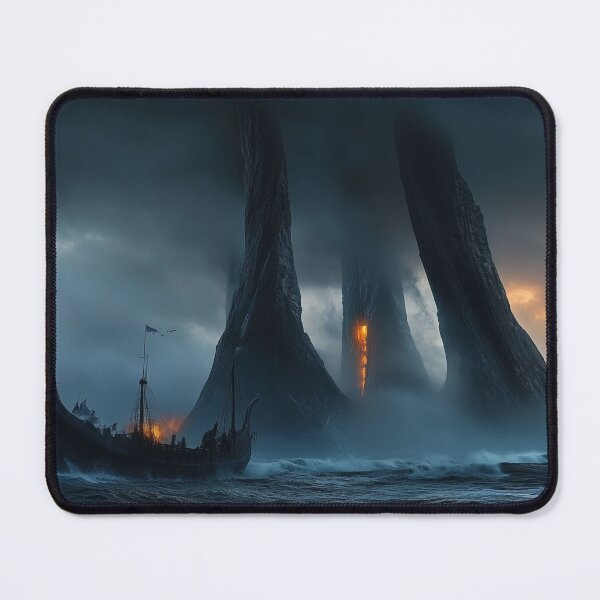 Item preview, Ships Seascape Fantasy with Waves Crashing, Tall Finger-like Eroded Rocks designed and sold by DigiCre8.