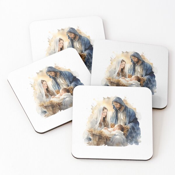 Item preview, Nativity Scene Holy Family / Holy Family in Watercolor / Christian Watercolor /Christmas Manger Scene designed and sold by Krasnovaovaova.