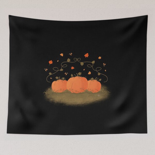 Item preview, Three Pumpkins & Leaves Black Circle designed and sold by MaryArtPro.