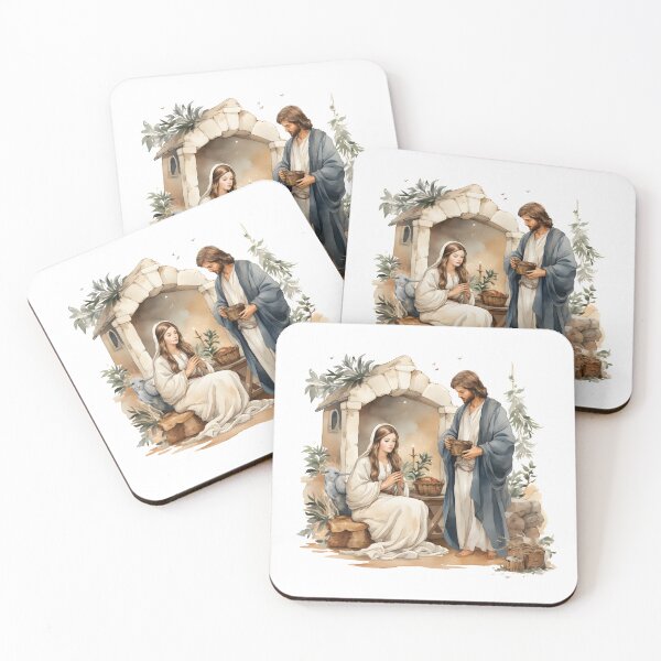 Item preview, Nativity Scene Holy Family / Holy Family in Watercolor / Christian Watercolor /Christmas Manger Scene designed and sold by Krasnovaovaova.