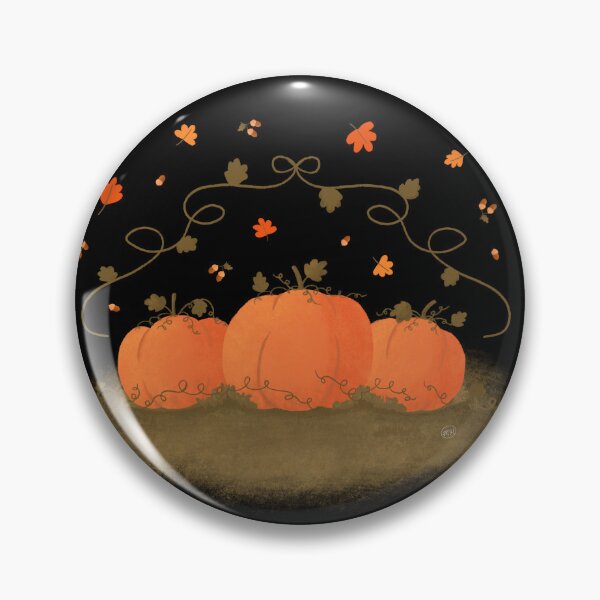 Item preview, Three Pumpkins & Leaves Black Circle designed and sold by MaryArtPro.