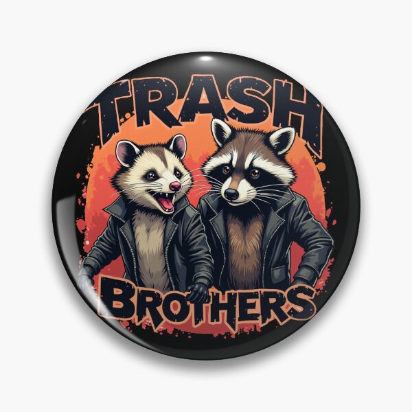 Item preview, Opossum and Raccoon: The Trash Brothers - Leather Clad Warriors designed and sold by FunnyFarmDesign.