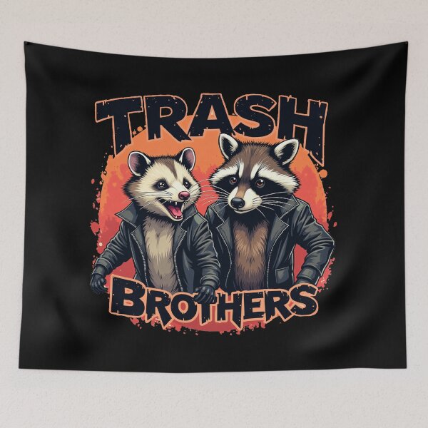 Item preview, Opossum and Raccoon: The Trash Brothers - Leather Clad Warriors designed and sold by FunnyFarmDesign.