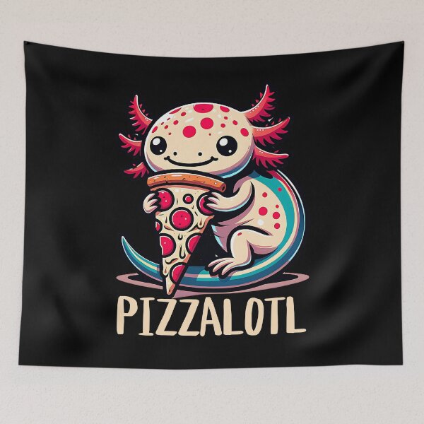 Item preview, Pizza pun - cute cartoon axolotl designed and sold by EvergreenWhimsy.