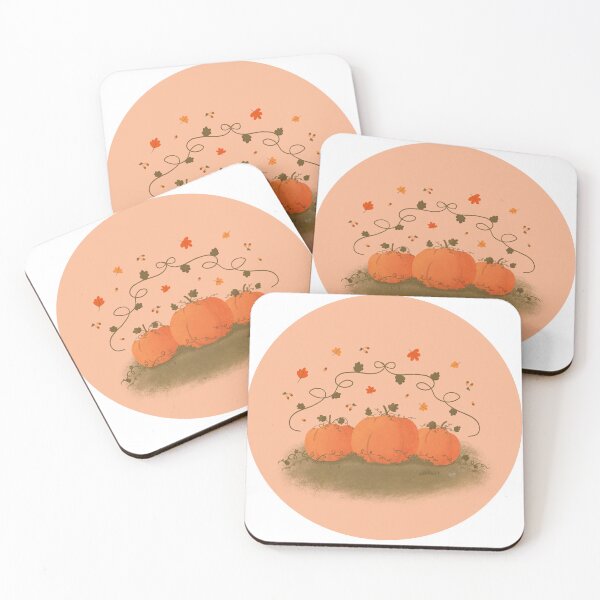 Item preview, Three Pumpkins & Leaves Pink Circle designed and sold by MaryArtPro.