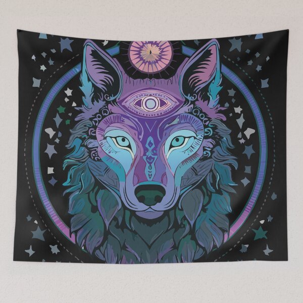 Item preview, Goth Aesthetic Celestial Wolf designed and sold by CosioInc.