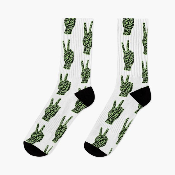 Item preview, JACKIN HOUSE - Peace Font Fingers (Black/Green)  designed and sold by Discothreadz.