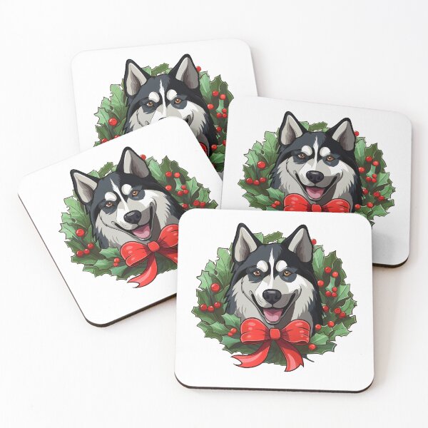 Item preview, Husky Dog - black -  Christmas Wreath Dog designed and sold by wotsthis.