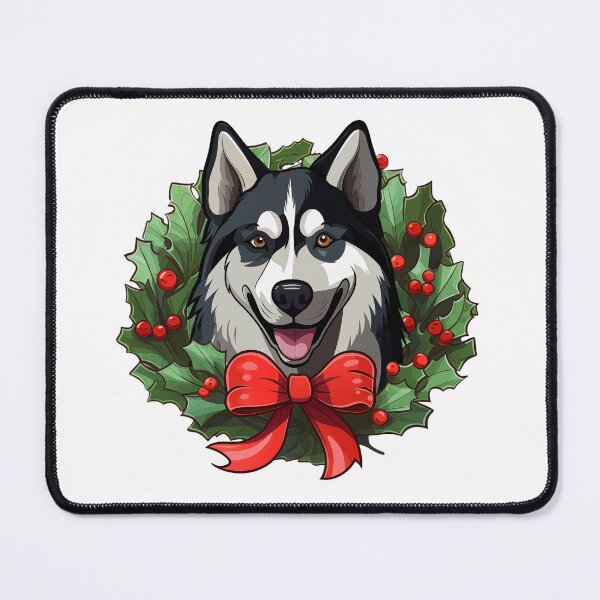 Item preview, Husky Dog - black - Christmas Wreath Dog designed and sold by wotsthis.