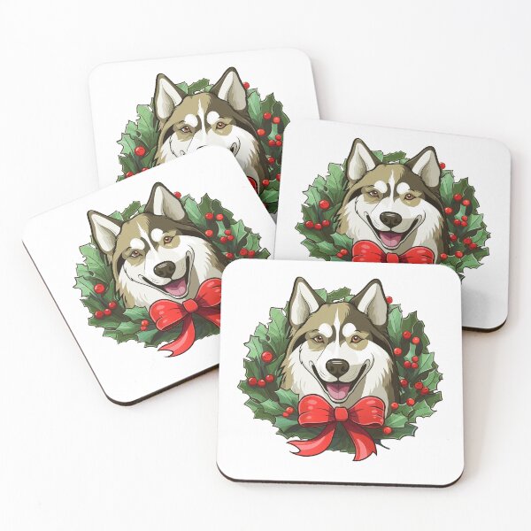 Item preview, Husky Dog - cream -  Christmas Wreath Dog designed and sold by wotsthis.