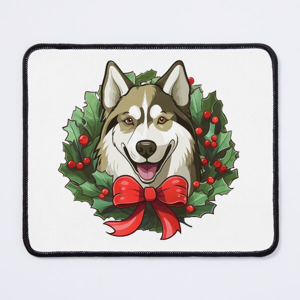 Item preview, Husky Dog - cream - Christmas Wreath Dog designed and sold by wotsthis.