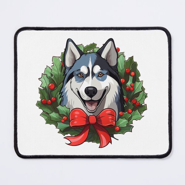 Item preview, Husky Dog - gray - Christmas Wreath Dog designed and sold by wotsthis.