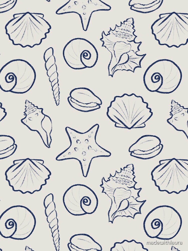 Thumbnail 5 of 5, iPhone Case, Blue Shell Pattern designed and sold by madewithlaura.