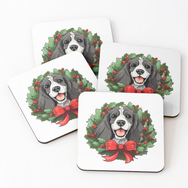 Item preview, Cocker Spaniel - black and white -  Christmas Wreath Dog designed and sold by wotsthis.