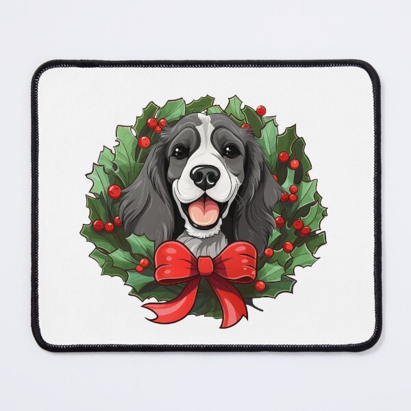 Item preview, Cocker Spaniel - black and white - Christmas Wreath Dog designed and sold by wotsthis.